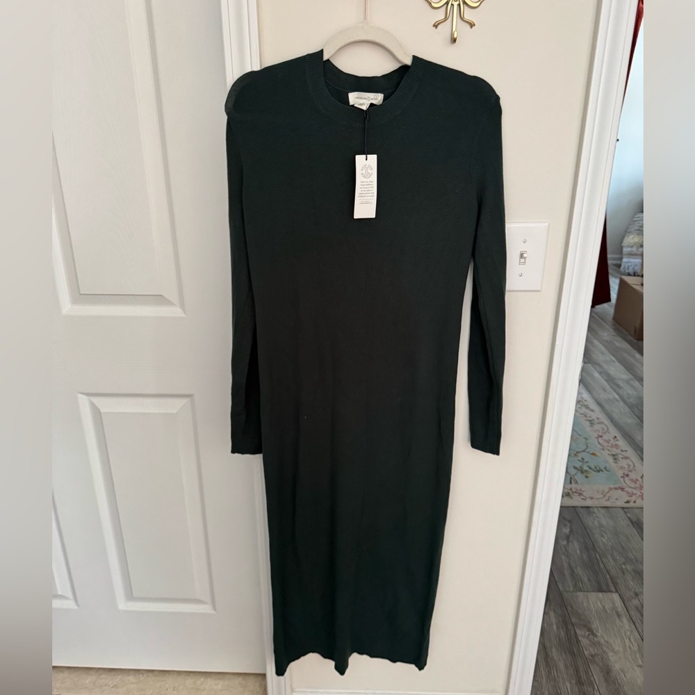 Dark green long sleeve sweater dress